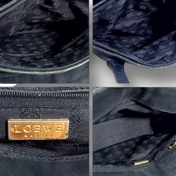 Loewe Black Suede & Patent Leather Structured Tote Bag with Gold Hardware - Picture 11 of 11